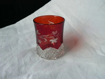 Button Arches Ruby Stained and  and etched Clear Tumbler  EAPG George Duncan & - Image 1 of 4