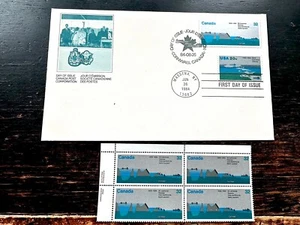 CANADA 1984 Sc #1015 Seaway Locks MNH Plate Block of 4 & FDC of USA Join Issue - Picture 1 of 2