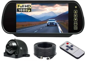 7" AHD Screen Mirror Car Monitor 4PIN Mini 180° 1080P Rear View Camera Caravan - Picture 1 of 17