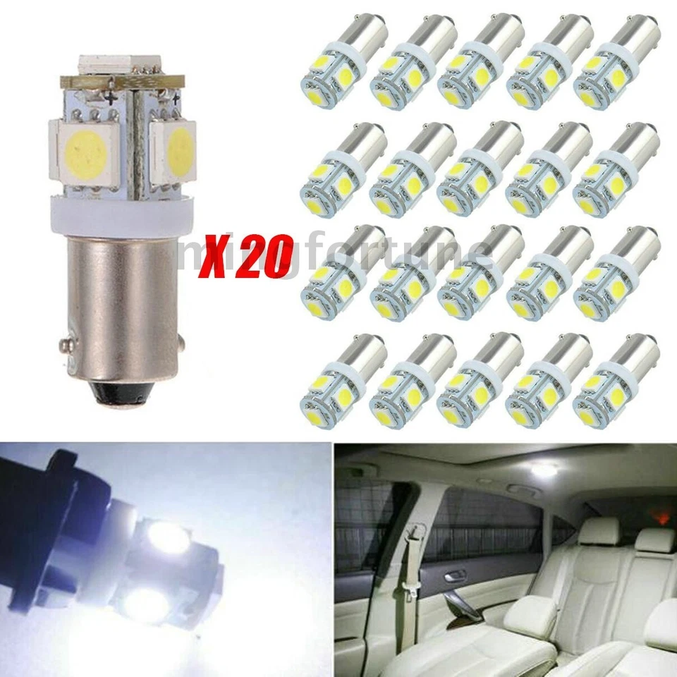 20Pcs BA9s LED Light Bulbs 1895 H6W 53 57 Bayonet for Instrument Dash Bulb White - Image 1 of 4