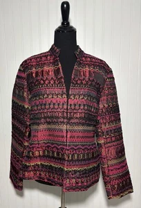 Chico’s 2 Sensational Stitch Edna Jacket Pink Embroidered Womens Size Large - Picture 1 of 22