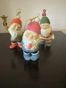 Vintage Weihnachtselfen, Wichtel Hongkong Ornamente 3er Set MCM. - Bild 1 von 7