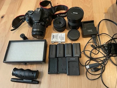 Cámara réflex digital Canon EOS Rebel T3i 18 MP con mochila lentes adicionales luz LED y extras Foto 1 de 4