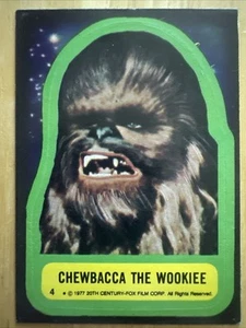 Chewbacca El Wookie 1977 Star Wars Serie 1 PEGATINA De Colección #4 (1040) Excelente - Imagen 1 de 2