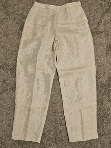 Talbots Vintage 100 % irisches Leinen Hose Damengröße 8 beige hoher Bund Basic minimalistisch - Bild 1 von 9