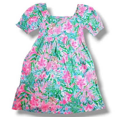 Lilly Pulitzer Mini Delaney Dress Girls XL 12-14 Amalfi Blue Leaf It Wild Preppy - Image 1 of 4