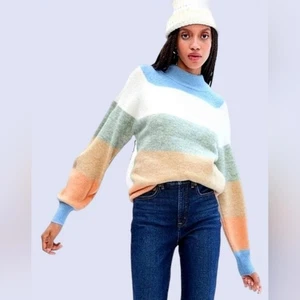 Forever Cozy Pastel Striped Sweater NWT - Picture 1 of 7
