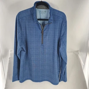 Suéter de golf Jim Nantz Vineyard Vines L azul a cuadros 1/4 cremallera rendimiento - Imagen 1 de 8