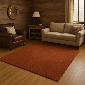 Hand-Tufted Burnt Orange Area Rug: Rustic Farmhouse Style - Picture 1 of 5