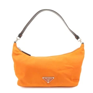 echt PRADA Dreieck Logo Nylon Leder Schultertasche orange BR1267 gebraucht kostenloser Versand - Bild 1 von 24