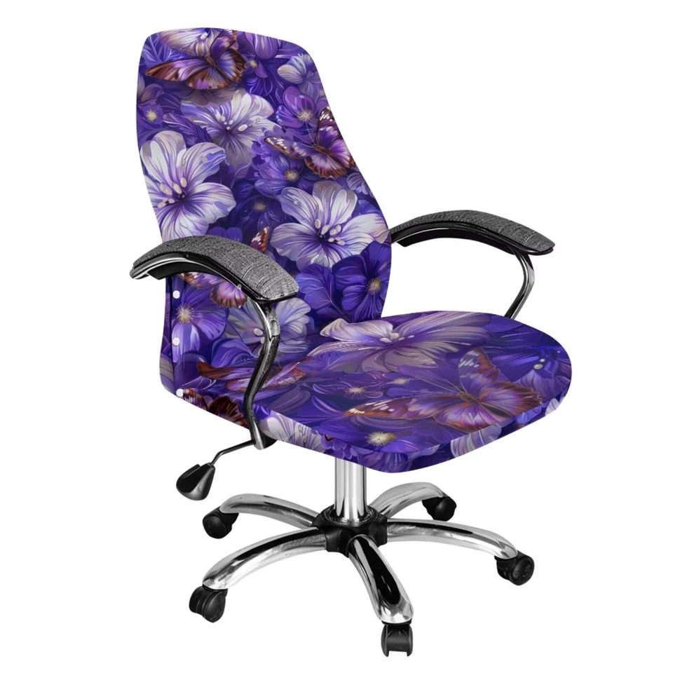 Fundas para sillas de oficina de computadora con estampado de mariposas de hibisco giratorias a prueba de arañazos... Foto 1 de 4