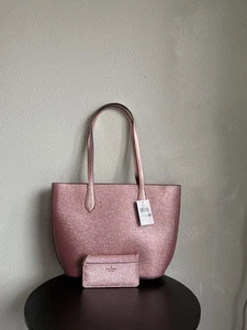 Kate Spade Glitter Mitten Pink Tote and Cardholder KE462 NEW - Picture 1 of 7