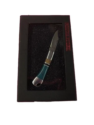 Rough Rider Turquoise Brown Wood Handles Mini Folder Folding Pocket Knife RR1473 - Image 1 of 3