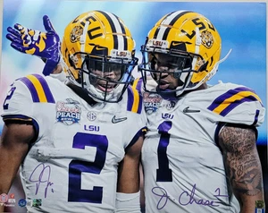 Ja'Marr Chase & Justin Jefferson Signed LSU Tigers 16x20 Photo Beckett Witnessed - Picture 1 of 1