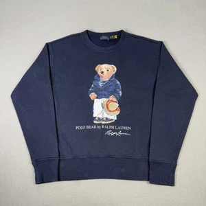 Polo Ralph Lauren Jumper Womens XS Navy Polo Bear Graphic Crewneck Sweatshirt - Picture 1 of 12