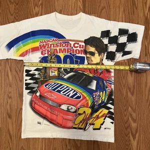 T-shirt originale vintage 1997 Jeff Gordon stampa all over AOP Winston Cup Champion XXL - Foto 1 di 9