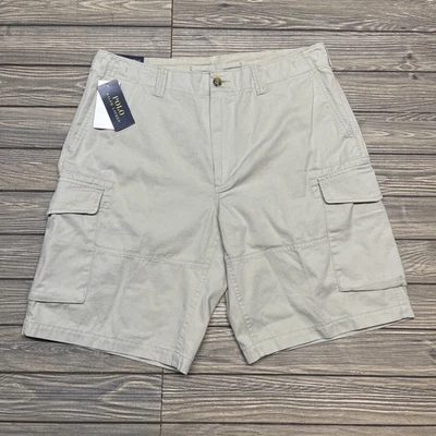 Мужские шорты Polo Ralph Lauren Relaxed Fit 10 дюймов с грузовым карманом бежевые размер 33 НОВЫЕ - Изображение 1 из 4