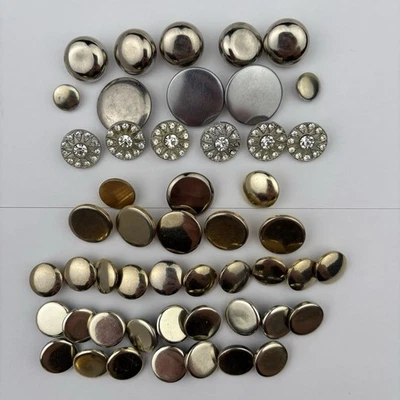 Vintage Gold & Silver Button Lot – Smooth Domes & Rhinestone Centers, 50pcs - Image 1 of 4