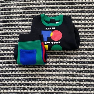Ralph Lauren Boys Kids 2P Black Color Block Shorts Sweatshirt Sweat Set 6M - Picture 1 of 4
