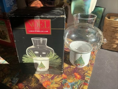 Candelabro lámpara huracán grande vintage Salem Noel 8" H caja de vidrio/porcelana Foto 1 de 4