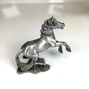 Vintage 1980 Hudson Fine Pewter USA Miniatur Pferd Hengst Figur 4,25" hoch - Bild 1 von 7