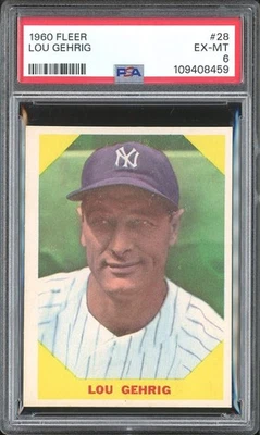 1960 Fleer Baseball Set-Break #28 Lou Gehrig PSA 6 EX-MT - New Label - Image 1 of 2