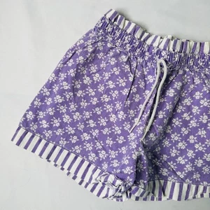 Vintage 1980s Sliver Unicorn Purple Striped Trim Floral High Waisted Shorts Sz 7 - Picture 1 of 4