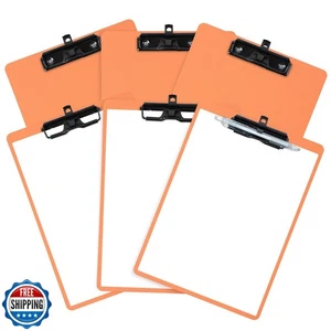 FRETONBA Orange Clipboard with Pen Holder, Set of 6 Plastic Clipboard with Lo - Picture 1 of 5