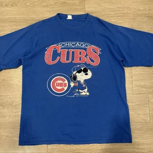 Vintage Chicago Cubs Snoopy 1989 MLB Baseball Artex 80s Size XL T-Shirt 1980s - Picture 1 of 11
