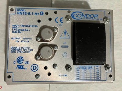 New Condor HB12-5.1-A+G  DC Power Supply  120v-240v 12v output  HB12 - Image 1 of 4