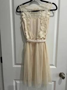 A'reve Women's Crochet and Tulle Overlay Dress Size L Sleeveless Dust Pink - Picture 1 of 10