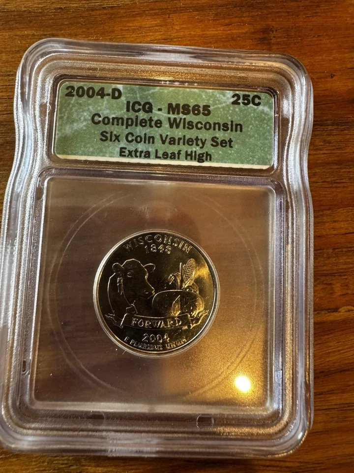 2004-D Wisconsin State Quarter Extra Leaf High Variety MS-65  - Image 1 of 2