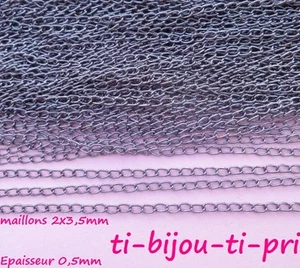 Set 2 m - 200 cm Ketten 3,5 x 2 mm schwarz Metall (dunkelgrau) Schmuck Perlen - Bild 1 von 1
