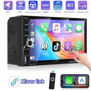 7" Double DIN Apple Carplay Android Auto Car Stereo Radio Head Unit BT USB AUX - Picture 1 of 17
