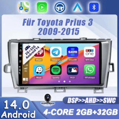 4-core Android 14 AutoRadio Für Toyota Prius 3 2009-2015 GPS RDS WIFI Navigation - Bild 1 von 4