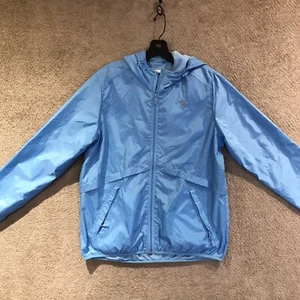 Polo Assn. Windbreaker Jacket Mesh Lined Hooded Blue Zip Front Size Medium - Picture 1 of 12