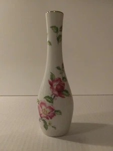 Vintage Lefton Porcelain Hand Painted Vase w/ Gold Trim & Floral Pattern #2456 - Picture 1 of 9