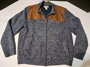 Duluth Trading Full Zip Sweater Jacket XL Windproof Shetland Wool Pockets Blue - Picture 1 of 16