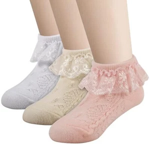 Baby Lace Socks Infant Toddler Baby Kids Turn Cuff Ruffle Cotton Socks Baby-G... - Picture 1 of 7