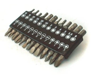25 PCE 25mm PZ POZI PH PHILIPS HEX TORX STAR SCREWDRIVER BIT SET + BELT CLIP - Image 1 of 3