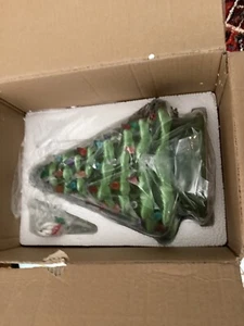 BCP 15in Pre-Lit Hand-Painted Ceramic Tabletop Christmas Tree Green NIB - Picture 1 of 5