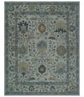 Hand Tufted Silver And Blue Donegal Oushak Rug, 8X10, 9X12 Multi Size Living