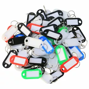 Pack of 20 Small Plastic Colour Key Tags with Paper Inserts Split Rings - Picture 1 of 1
