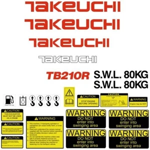 Takeuchi TB210R Decals Kit Mini Excavator repro Decal Set TB210R stickers kit - Picture 1 of 1