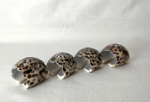Vintage Set of 4 Shell Napkin Rings Each Etched with Simple Floral Design - Picture 1 of 12