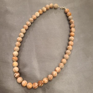 925 Jaspis Stein Halskette Sterlingsilber gestempelt 18" cm 46 cm Geschenk - Bild 1 von 10