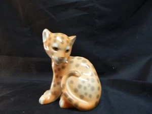 RUSSIAN Imperial Lomonosov Porcelain Figurine Sculpture Leopard Kitten Wildcat  - Picture 1 of 6