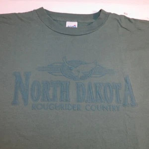 VINTAGE ALORE NORTH DAKOTA ROUGHRIDER COUNTRY TEE T SHIRT Mens XL Green - Picture 1 of 3