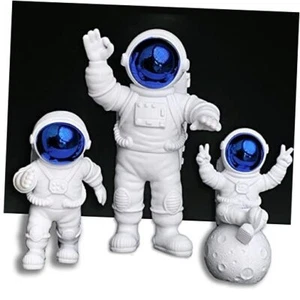 Astronaut Figures Toys Blue Astronaut Cake Topper Set of Three, Set of 3 Blue - Picture 1 of 7