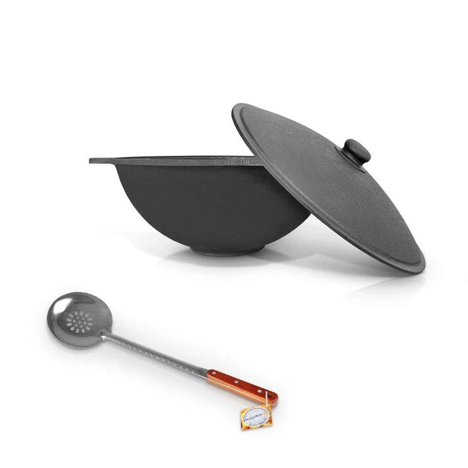 Kazan Gusseisen 16L Uzbekisch Plov Kochtopf WOK Namangan Schaumlöffel - Bild 1 von 1